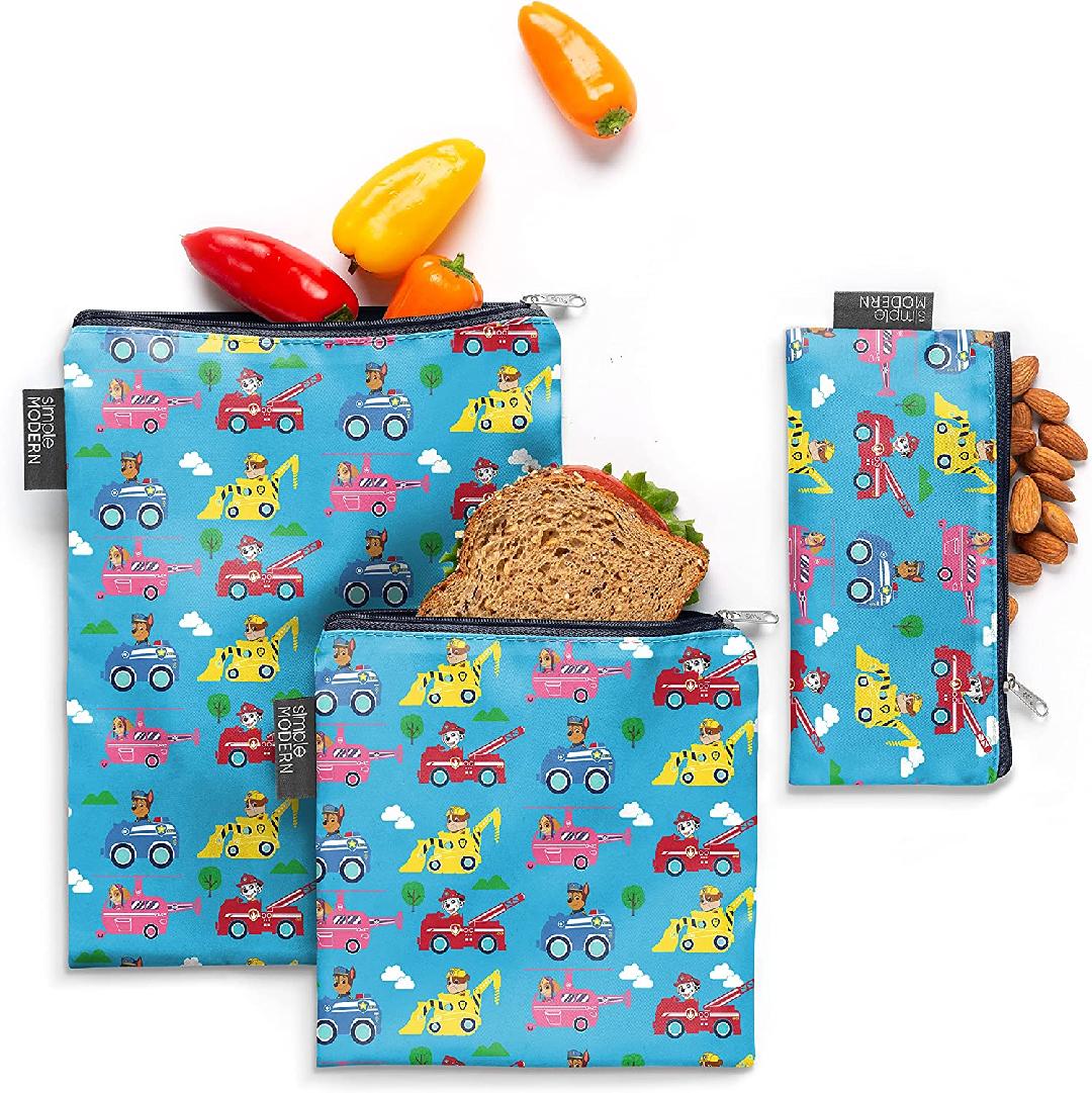 Nickelodeon Reusable Snack Bags for Kids Food Safe, BPA Free, Phthalate Free, Polyester