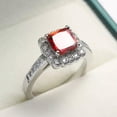 thumbnail image 2 of 8*8mm Princess Red Zircon Ring White Gold Filled Engagement Jewelry Size 6-10, 2 of 5