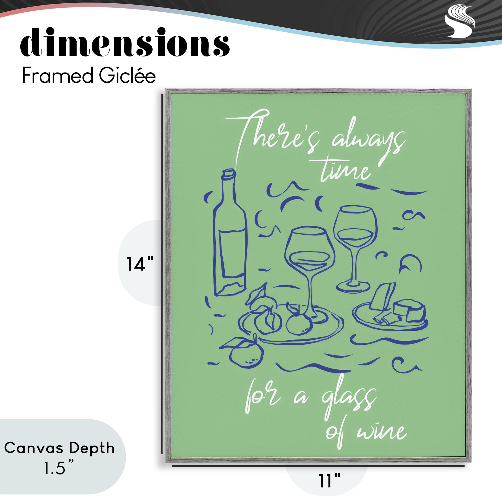 Stupell Industries Always Time For Glass Of Wine Gray Framed Giclee Art, design by The Prints Vibe