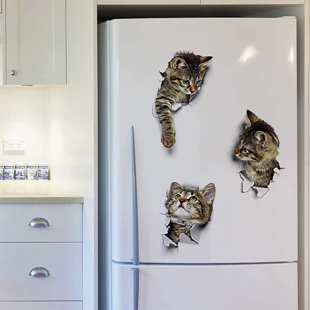 3 piezas de pegatinas de pared de gato animal decoración, pegatinas de pared autoadhesivas 3D para dormitorio, cocina, sala de estar, habitación de ni?os, guardería, puerta de coche y ba?o, ZefeiWu 1327534193718
