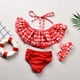 thumbnail image 2 of Traje De Baño Para Niñas Traje De Baño Para Bebés Tirantes Estampado A Cuadros Traje De Baño Dividido Diadema Conjunto De Tres Piezas Rojo Odeerbi LM103-10037, 2 of 9