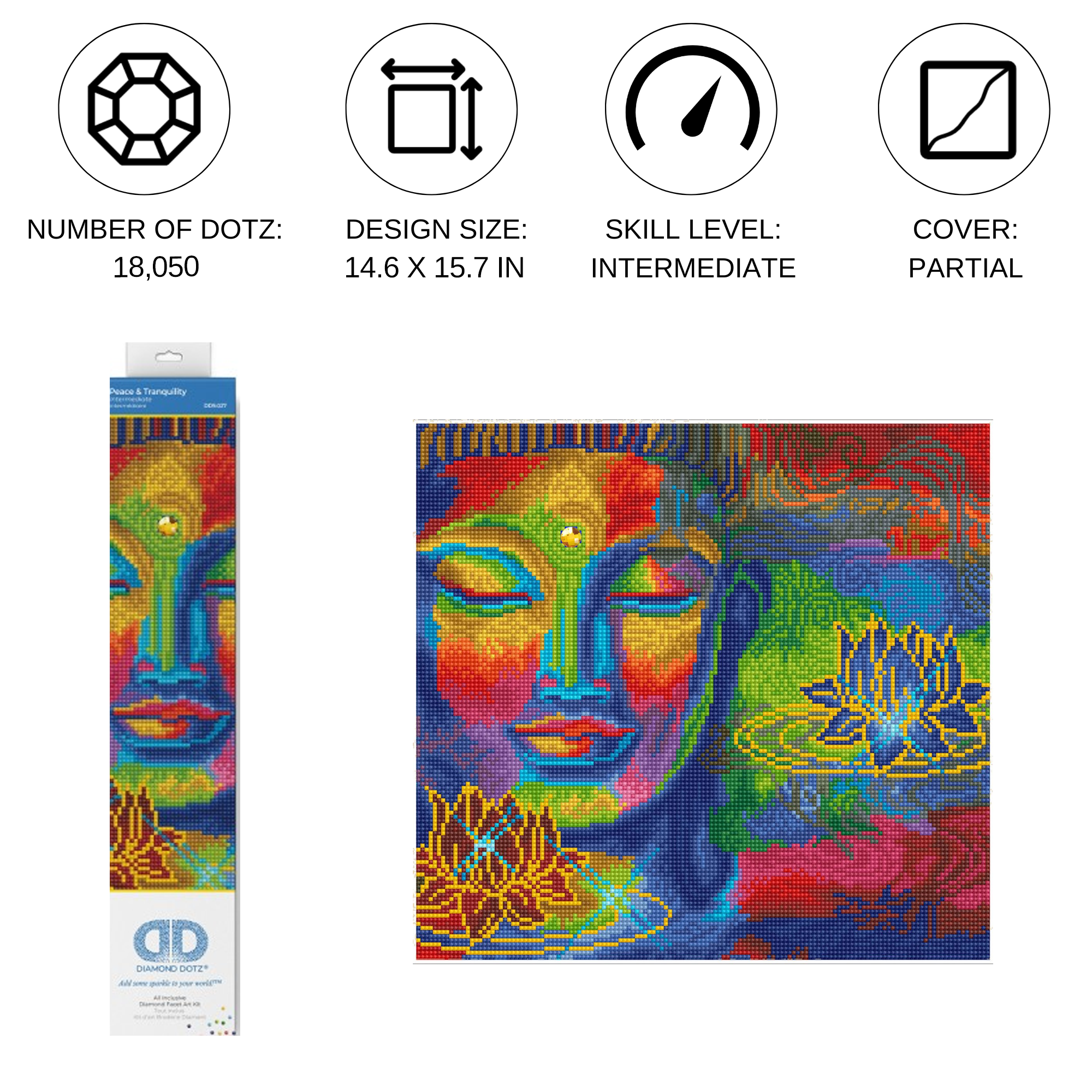 Diamond Dotz Peace & Tranquility Scenery Diamond Painting Kits for Adults - Diamond Art Kits a Relaxing Creative Craft Kit with Dotz Gems 14.6"x15.7"