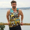 thumbnail image 6 of Gukieu Different Construction Site Vehicles Print Men's Quick Dry Fitness Vest, Round Neck Sleeveless Fitness Bodybuilding Top-Large, 6 of 7