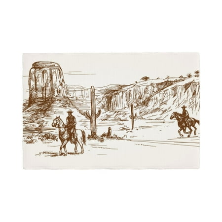 

Placemats Set of 4 Western Desert Cowboys Place mats for Dining Table Indoor/Outdoor Cute Heat Resistant Washable Table Mats(18 x 12 )