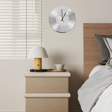 SEWCHICS Silver Vinyl Wall Clock Vintage Design Decorative Clock for Living Room Cafe Bar Decor