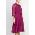 thumbnail image 4 of Nanette Lepore Collared 3-4 Sleeve Button Down Tie Waist Illusion Chiffon Dress-BALI ORCHARD / 4, 4 of 12