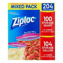 Ziploc Pinch & Seal Storage Bags, Quart & Gallon, 204 Count