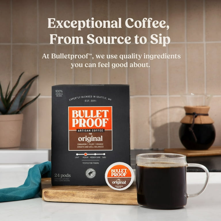 Bulletproof Original Medium Roast Coffee Pods, 24 Count, 100% Arabica Coffee,  Compatible with Keurig - Walmart.com