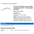 thumbnail image 2 of Left Driver Side Bumper Cover Molding - Compatible with 2017 - 2018 Mercedes-Benz E400, 2 of 2