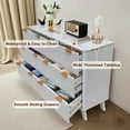 thumbnail image 3 of Fluted 6 Drawers Dresser with Faux Marble Top, Modern Curved Profile Design TV Stand for TVs Up to 55", Sturdy Storage Cabinet with Anti-Tip Design for Bedroom, Living Room, Hallway, 3 of 7