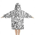 thumbnail image 2 of Black White Football Elements Pattern Blanket Hoodies for Kids 6-13YR Oversize Wearable Blanket Hoodies for Boys Girls Teens, 2 of 7