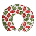 thumbnail image 1 of Christmas Travel Pillow Neck Rest, Xmas Theme Winter Mitten with Snowflakes and Nordic Roses Print, Memory Foam Traveling Accessory Airplane and Car, 12", Green Red and White, by Ambesonne, 1 of 2