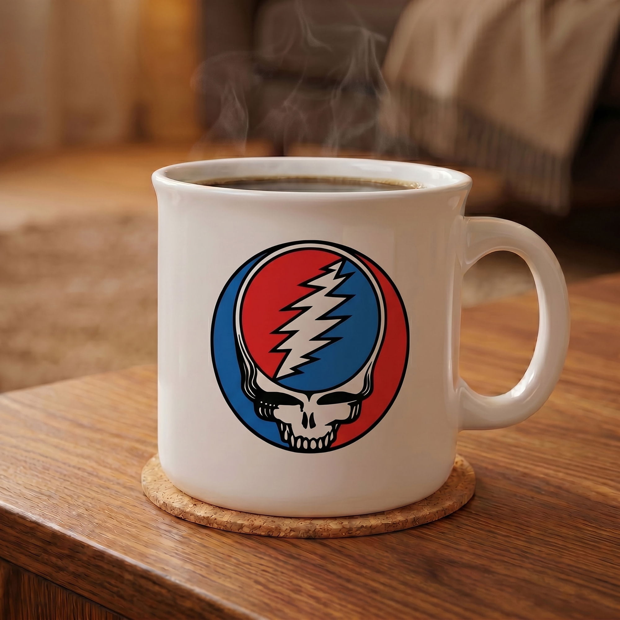 Pyramid America: Grateful Dead Skull Logo - 20oz Ceramic Camper Mug - Coffee & Tea Cup, Microwave-Dishwasher Safe, Rock Band Fan Collectible, Licensed