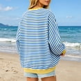 thumbnail image 7 of Resicozy Oversized Sweatshirt for Women Fall Striped Long Sleeve Shirt Crewneck Sweatshirts Y2K Workout Tops Sky Blue M, 7 of 7