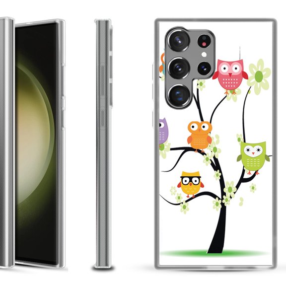 Shockproof Gel Phone Case for Samsung Galaxy S23 Ultra 5G, by OneToughShield ® - Tree Owl