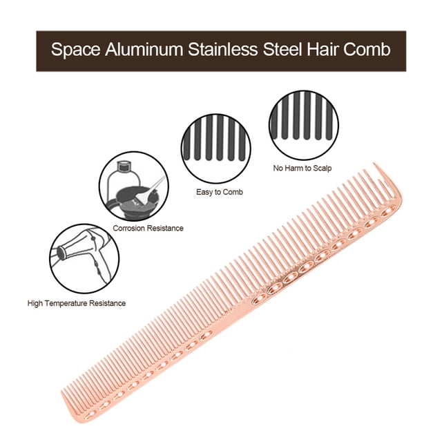 Professional Hair Comb, Anti- Static Hairdressing Comb, Space Aluminum Stainless Steel Beauty Comb