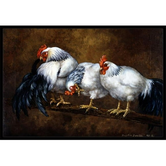 Roosting Rooster & Chickens Indoor or Outdoor Mat, 24 x 36