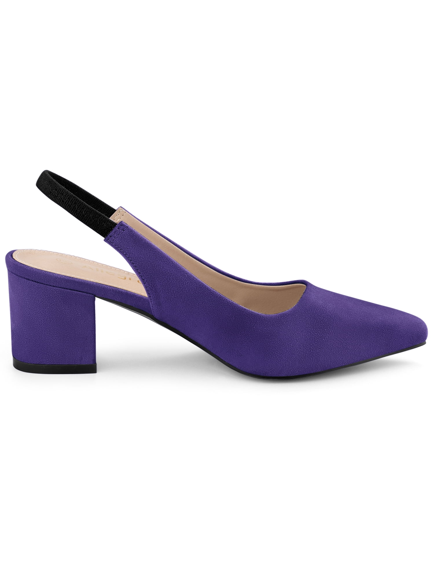 DARING DIVA Women's Pointed Toe Block Heel Pumps Leopard Slingback Heels Purple 9