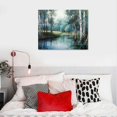 thumbnail image 4 of ARISTURING Birch Tree Wall Art Canvas Blue Landscape Nature Forest Painting Teal Mountain River Fall Picture, Large Artwork Textured Framed for Living Room Bedroom Bathroom Home 20x16 inch, 4 of 4