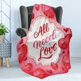 thumbnail image 4 of All You Need Is Love Soft Flannel Fleece Throw Blanket, Romantic Message in a Frame Surrounded by Hearts, Cozy Plush for Indoor and Outdoor Use, 50" x 60", Pale Pink Dark Coral, by Ambesonne, 4 of 5