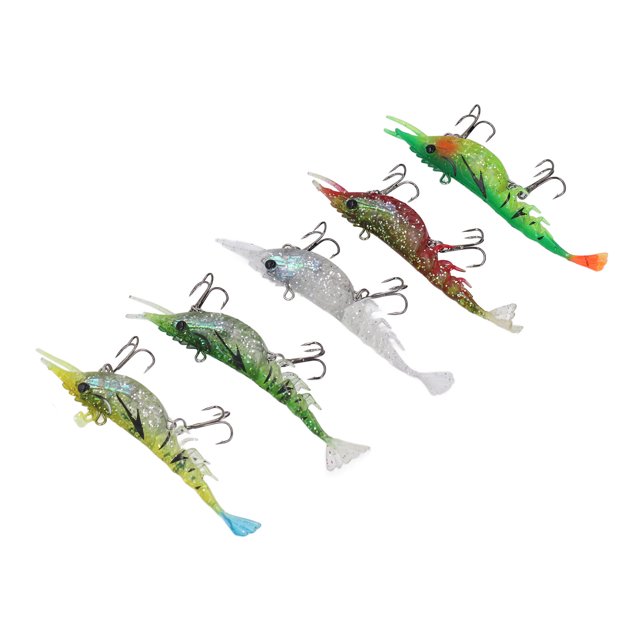 Señuelos De Pesca De Camarones Suaves, Cebos De Pesca De Camarones Suaves De Goma Estirables, Ligeros Y Realistas Para Agua Salada