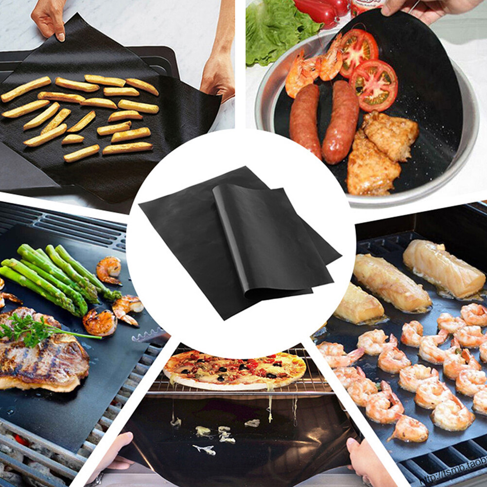 unbranded  3 Pcs Oven Liners Baking Pad Mat Grill Mats for Outdoor Grills Deck Black