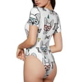 thumbnail image 3 of The Xecao Cute French Bulldog Women's Crew Neck Body Suit, a short-sleeved bodysuit and basic swimsuit, both comfort and style for dating and daily life, 3 of 9