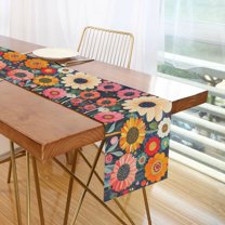 Yayeee Table Runner 70 inches Long Home Kitchen Dinning Party Decoration, Large Colorful Flowers