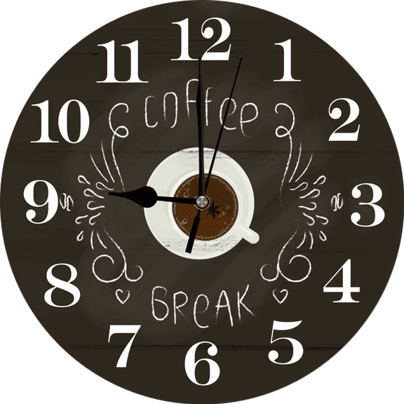 Eveokoki Rustic Kitchen Wall Clock Wooden Office Coffee Decor Wall Clocks 10 inches Silent Clocks for Kitchen/Office/Coffee Corner Coffee Bar Decoration