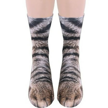 

Adults Kids Socks Fashion Funny Novelty 3D Animal Cat Tiger Dog Paws Soft Skin-friendly Breathable Cotton Middle Tube Crew Socks for Men Women Boys Girls
