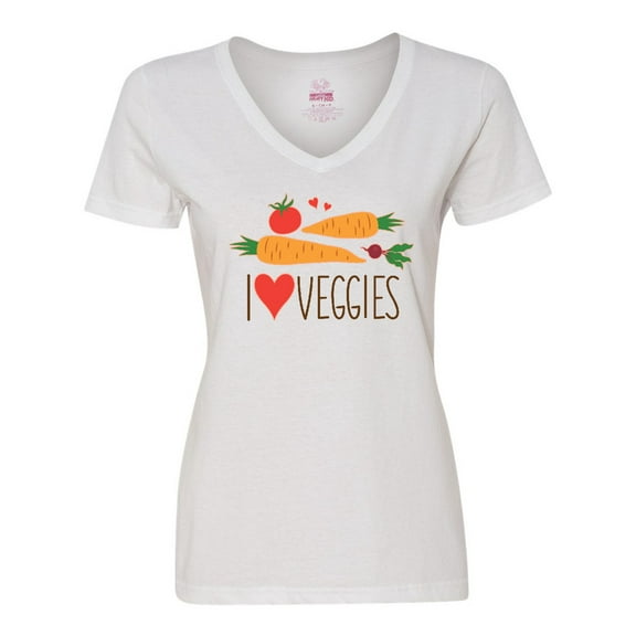 Inktastic I Love Heart Veggies Vegetables Healthy Food Women's V-Neck T-Shirt