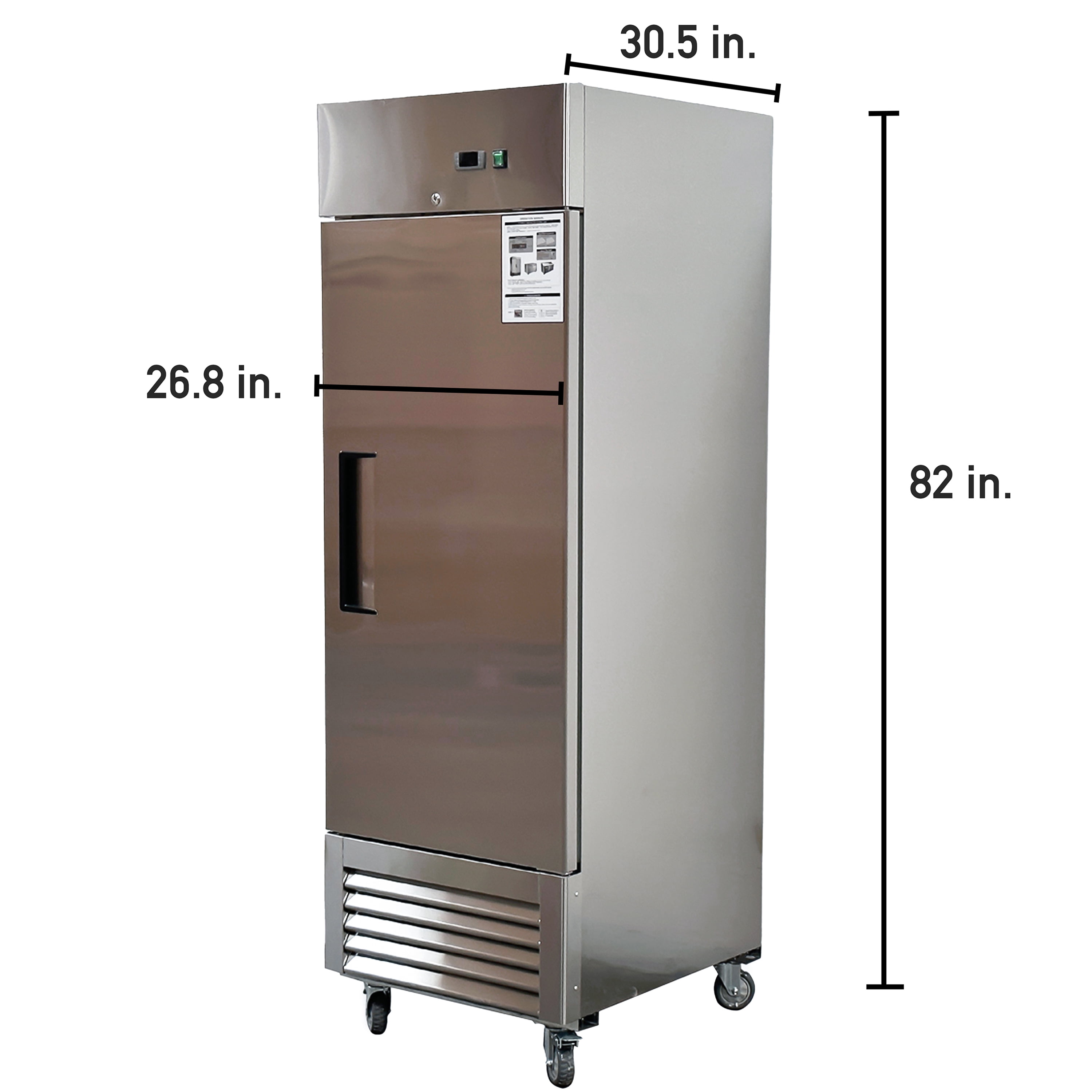 NSF 27 in. Reach-In Commercial Refrigerator 18.6 Cu.Ft. Solid Single Door Refrigerator, Upright Refrigerator in Stainless Steel