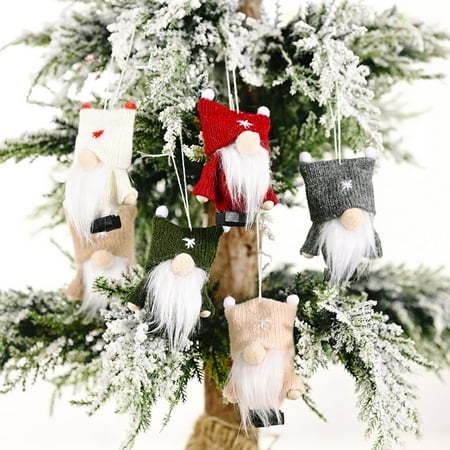 

Woolen Christmas Gnome Hanging Pendant Cute Double Ball Hat Ornament Kid Gift Red Fabric Knitted