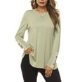 thumbnail image 5 of GigrtiJin Long Sleeve Shirts for Women Casual Round Neck Loose Pullover Tops Fashion Comfy Going out Basic Blouse, 5 of 6
