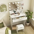thumbnail image 4 of VEANERWOOD Makeup Vanity Table with Lighted Mirror & Power Strip, White Vanity Set with Large Storage, 3 Lighting Modes, 31.5 inch, White, 4 of 13