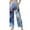 Blue Marble Print, variant on Cloud Stars Print Blue Women Flowy Pants Drawstring High Waist Wide Leg Palazzo Pants Loose Fit Lightweight Trendy Lounge Trousers with Pockets, XXL