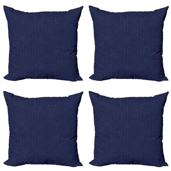 Ambesonne Abstract Geometry Throw Pillow Cover 4 Pack, Eastern Motifs, 20", Dark Violet Blue White