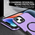 thumbnail image 3 of ELEHOLD Hybrid Rugged Case for iPhone 15 Heavy Duty Full Protection Compatible with MagSafe Anti-Scratch Shockproof Slim Magnetic Case for iPhone 15, Purple, 3 of 10