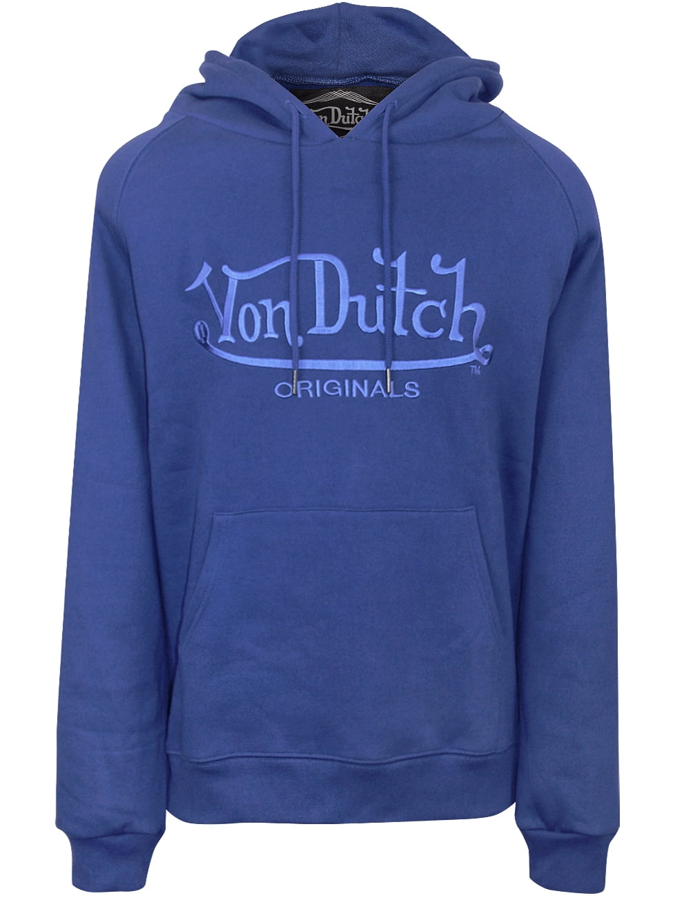 Von Dutch Men’s Hoodie with Embroidered Logo and Kangaroo Pocket Royal