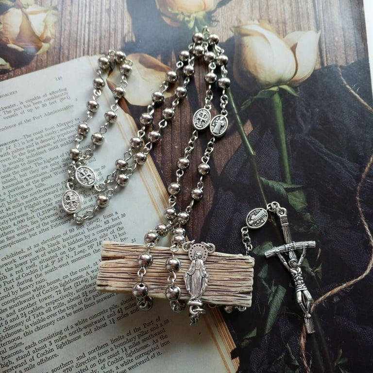 Stainless Steel Rosary Necklace Beaded Rosary Necklace Catholic Prayer Beads