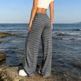 thumbnail image 7 of Lenpel Womens Plaid Pants Casual Loose Lightweight Drawstring Elastic Waist Trousers Comfy Wide Leg Lounge Pants, 7 of 7