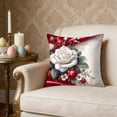 thumbnail image 4 of Yhmxh White Roses Throw Pillow Covers 18x18 Inch Floral Cushion Cases for Bedroom or Living Room, Romantic Rose Decorative Pillowcases Sofa Cushion Covers for Elegant Home Decor, 4 of 6