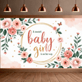 thumbnail image 5 of Floral Design Baby Shower Banner Girl Arrival Pink Flowers Butterfly Decoration for Newborn Celebration Party Event, 5 of 8