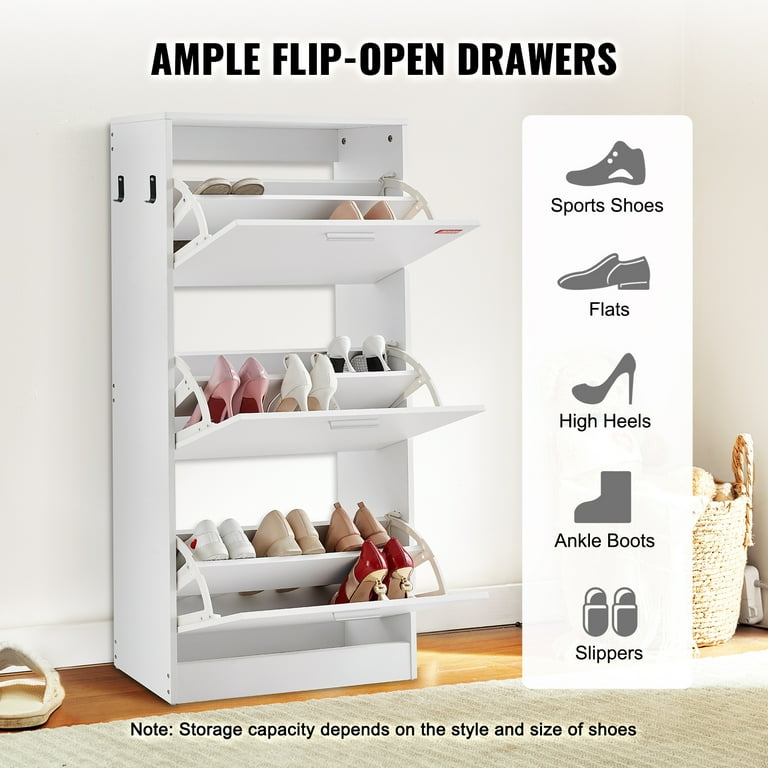 BENTISM Shoe Cabinet with Flip Drawers, Space-Saving Entryway