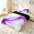 thumbnail image 2 of Manfei Watercolor Ink Painting Twin Comforter Sets, Modern Abstract Art Bedding Set, Purple White, Black Reversible 2pcs, 1 Comforter and 1 Pillowcase, 2 of 6