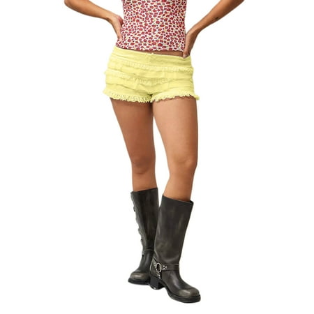 MIPREWUY Women Lace Bloomers Shorts Casual Summer Layered Ruffle Elastic Short Pants for Vacation Beach Nightclub Streetwear
