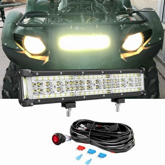 13.5 Inch LED Light Bar, Side Shooter Quadruple Row LED Pods Off Road LED Bumper Bar Spot Flood Combo Driving Fog Lights with Wiring Kit for Trucks ATV UTV SUV Pickup Boat