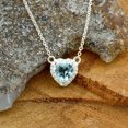 thumbnail image 2 of 2.25 Carat Heart Shaped Genuine Diamond Aquamarine Gemstone Beautiful Pendant for Women Solid 14K White Gold With 18 inches Chain, 2 of 6