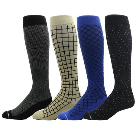 Dr. Motion 4 Paires Chaussettes de Sport pour Hommes Traveler à Compression Graduée Hauteur Genou (Mcomp-SL11)