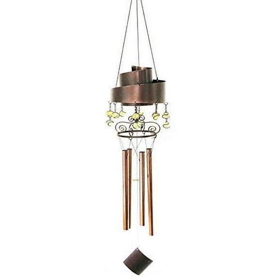 Contemporary Modern Spiral Design Resonant Copper Wind Chime Garden Patio